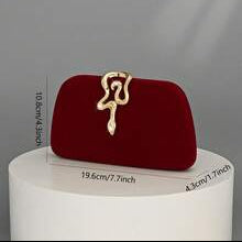 Velvet Clutch Bag, Snake Buckle Design